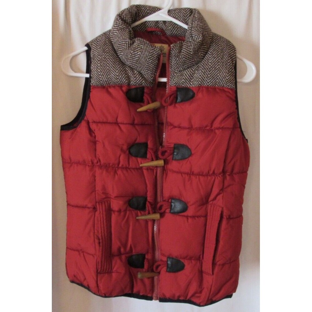 Ruff Hewn Puffer Vest Rust Quilted Zip and Toggle Button Jacket/Coat Size PSmall